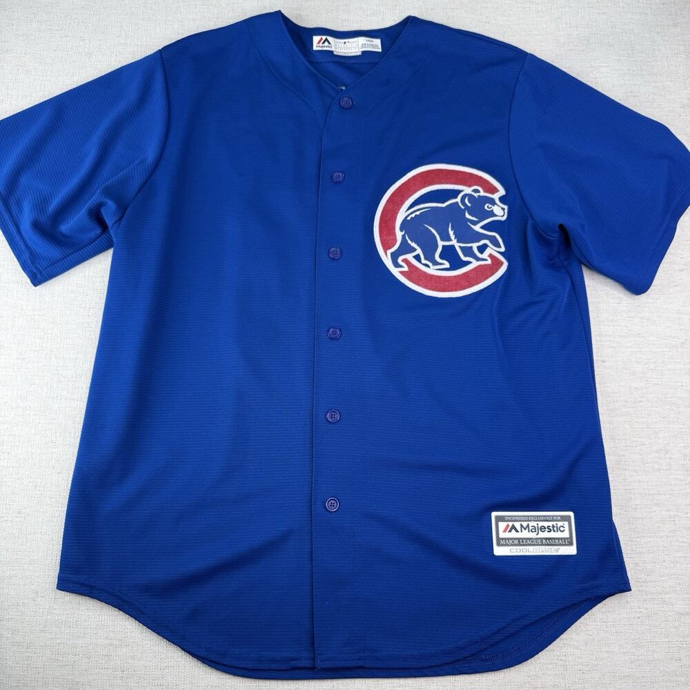 Chicago Cubs 49 Jake Arrieta Majestic Jersey Cool Base Sewn Mens Size L Blue MLB
